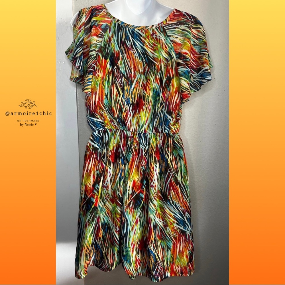 BCX | Multicolored A-line Wisp Print Pattern Dress | Women’s size M